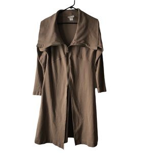 Soft Surroundings Khaki Zipped Duster Cardigan Medium